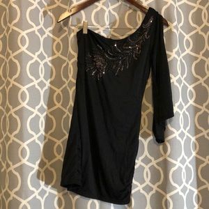 Tight Black Dress Off the Shoulder